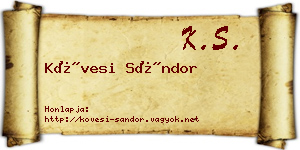 Kövesi Sándor névjegykártya